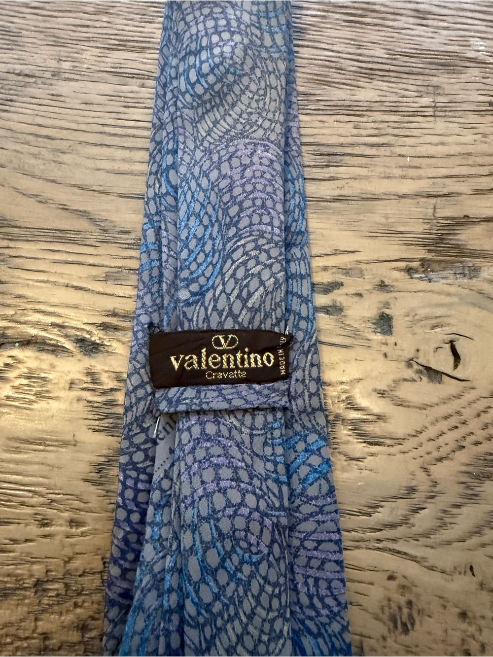 Vintage Valentino Blue Patterned Cravat Scarf